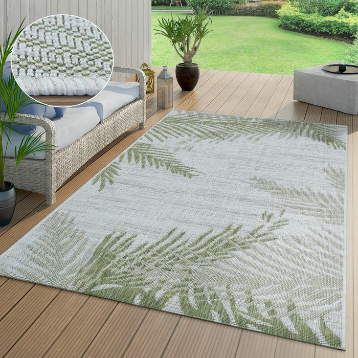 Green Indoor / Outdoor Flatwave Palm Tree Rug #4215