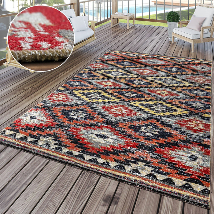Indoor / Outdoor Rug Tribal Style Multicoloured #65800