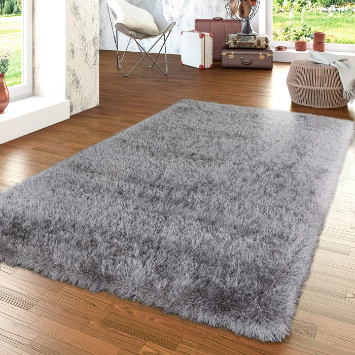 Super Soft Shaggy Plain Rug In Grey #81555