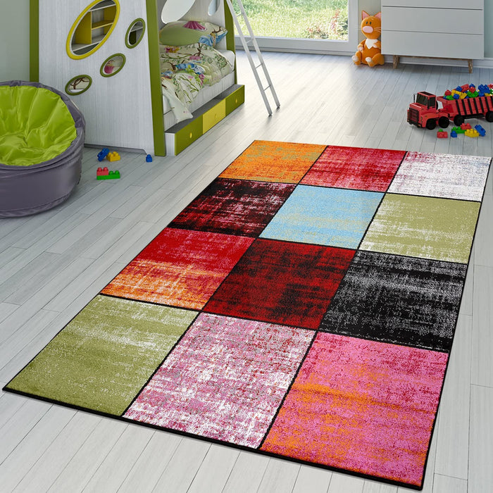 Kids Colourful Checked Rug #123