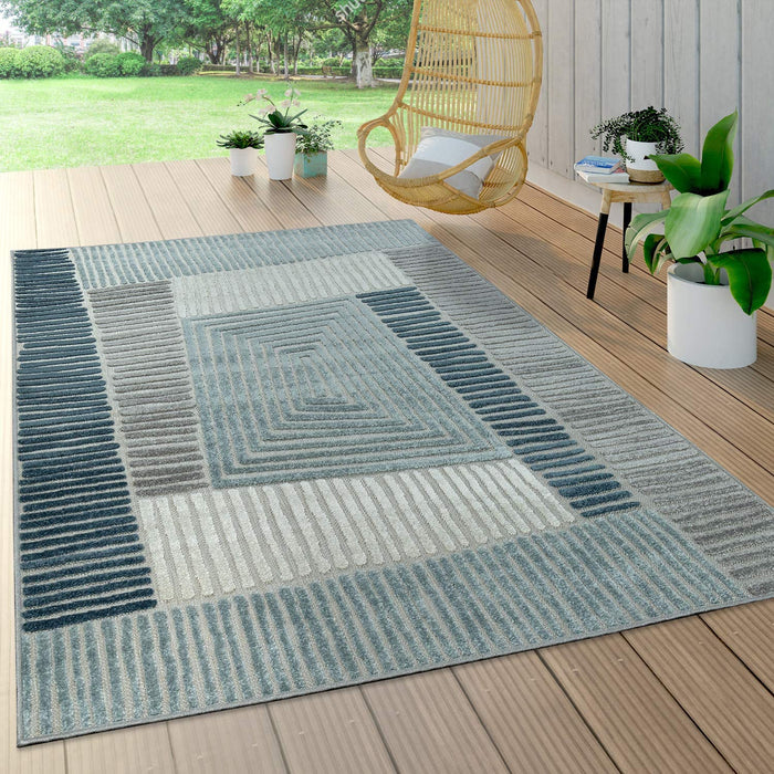 Modern Outdoor Rug Abatrct 3D Blue #4598