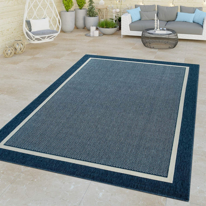 Indoor / Outdoor Flatwave Bordered Rug Blue #64594