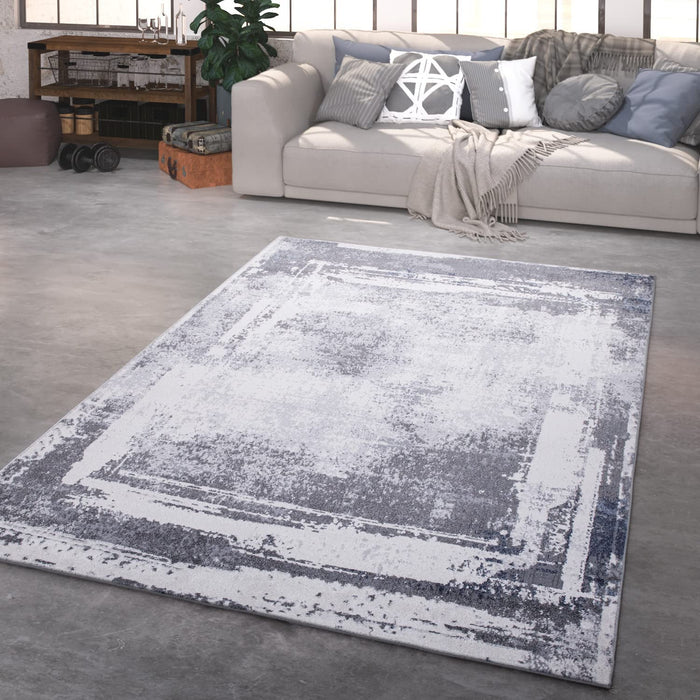 Modern Shabby Look Abstract Bordered Grey #8847