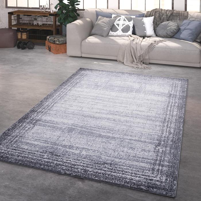Modern Used Look Abstract Bordered Grey #8845