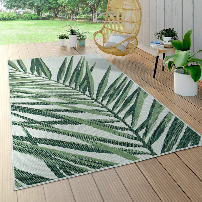 Green Indoor / Outdoor Flatwave Palm Tree Rug #4315