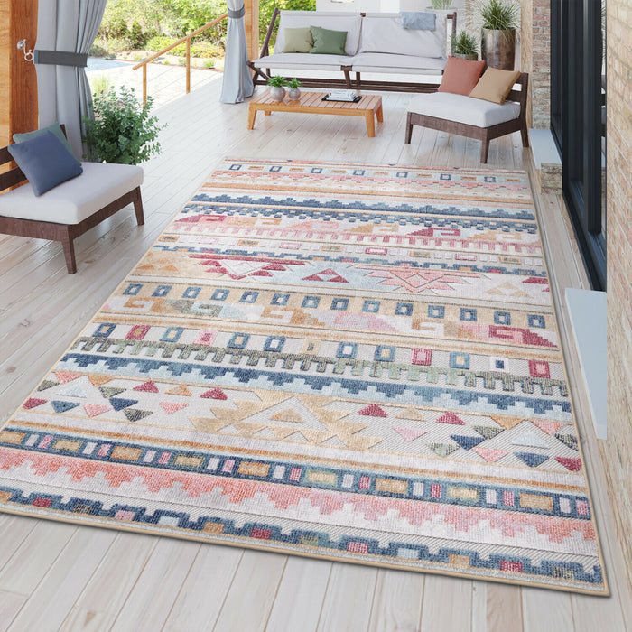 Ethnic Geometric Moroccan Boho Rug Multicoloured #13128