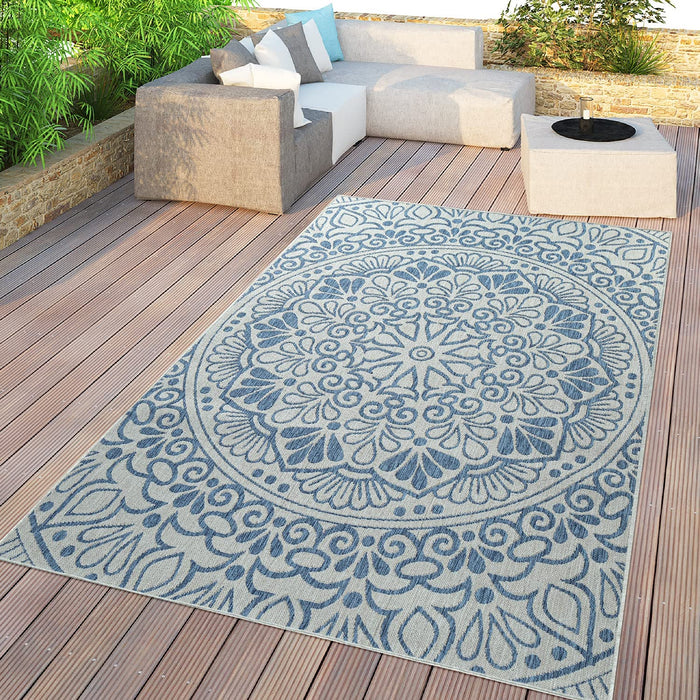 Indoor / Outdoor Flatwave Ethnic Rug Blue #66593