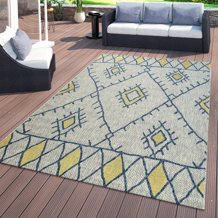 Yellow Indoor / Outdoor Flatwave Scandi Rug #4114