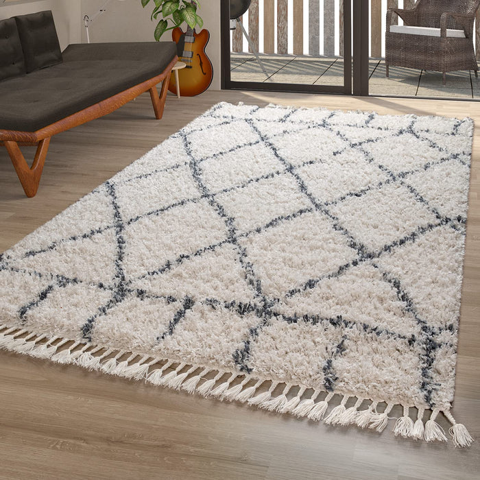 Scandi Shaggy Rug Diamond In Cream #10525
