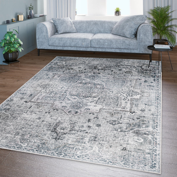Traditional Medallion Rugs Flatwave Grey #22149