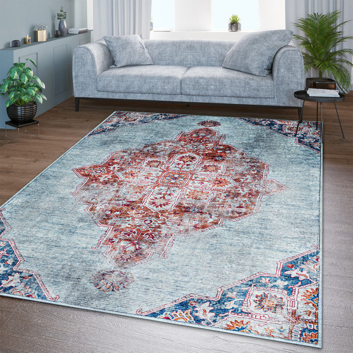 Traditional Ethnic Rugs Flatwave Blue , Multicoloured #22155