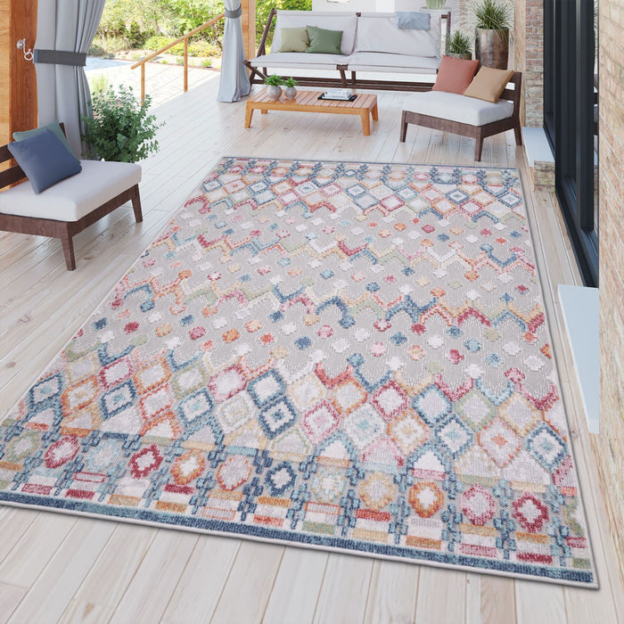 Modern Geometric Moroccan Boho Rug Multicoloured #13125