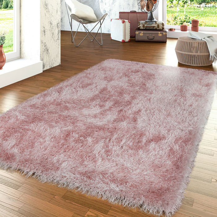 Super Soft Shaggy Plain Rug In Pink #81556