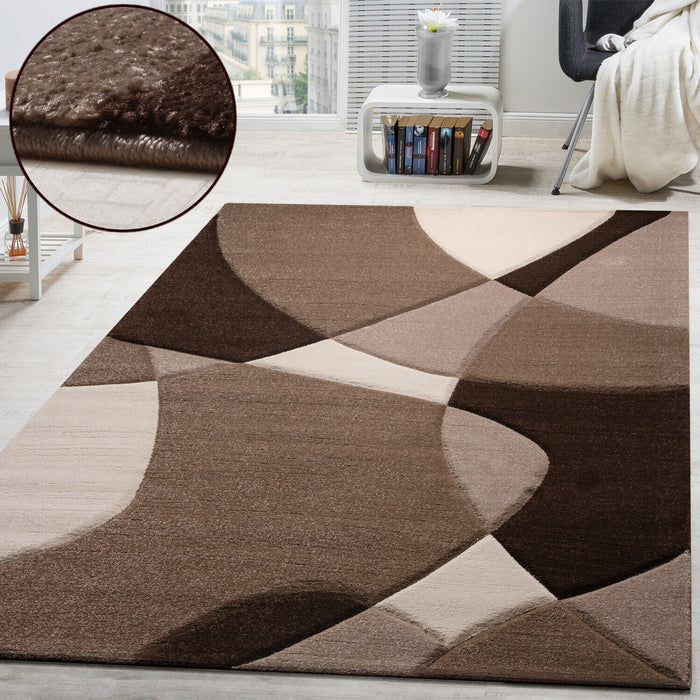 Modern Abstract Waves In Beige Brown #11521