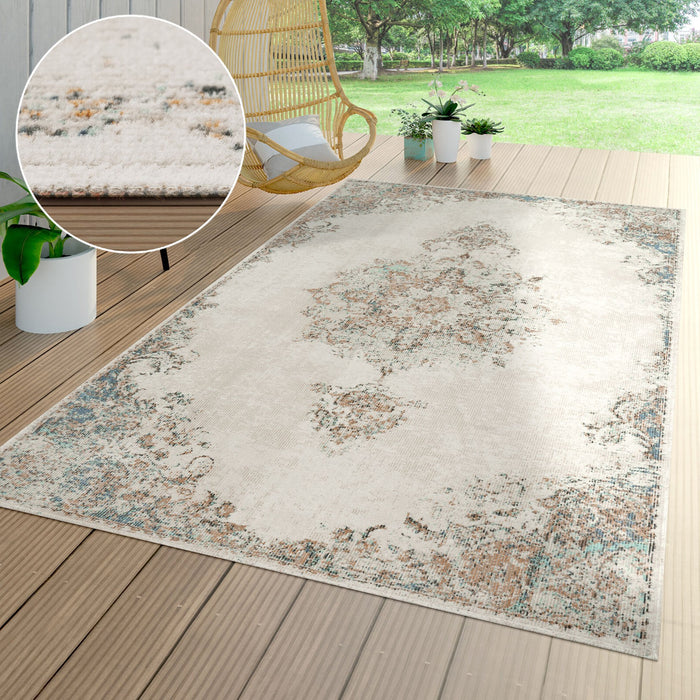 Traditional Distressed Rugs Medallion Design Cream  #26153