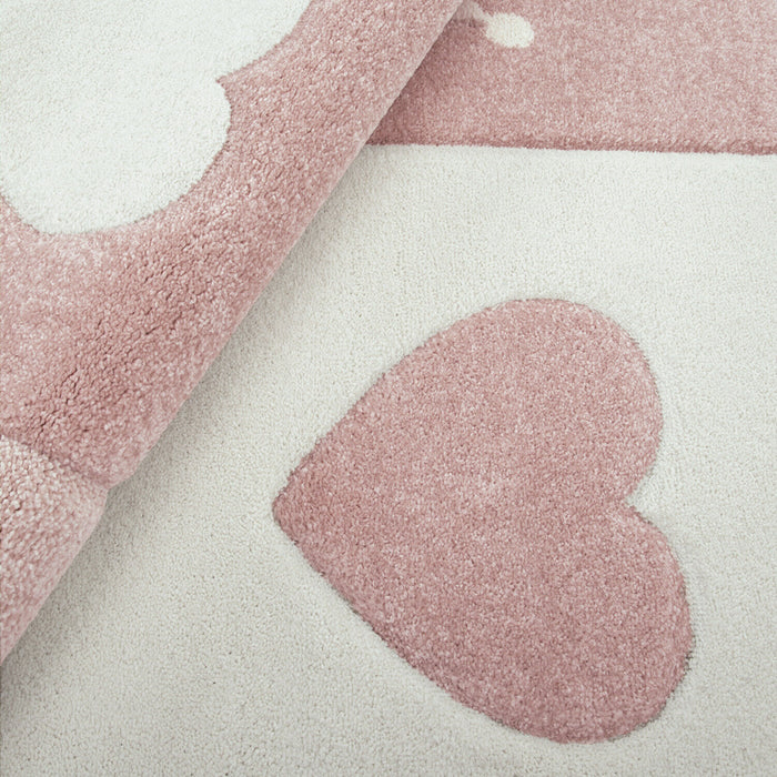 Kids Pink Rug with Hearts #1606