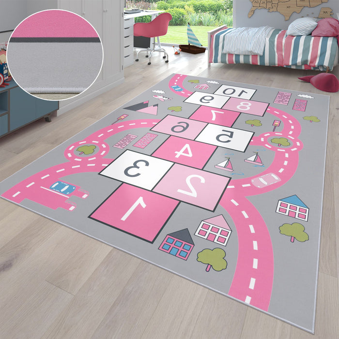 Kids Hopscotch Pink Rug #2223