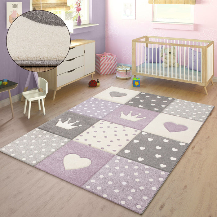 Kids Lila Rug with Hearts #1607