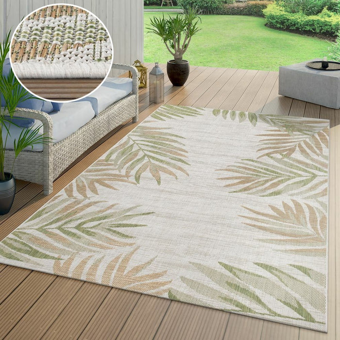 Beige Indoor / Outdoor Flatwave Palm Tree Rug  #4216