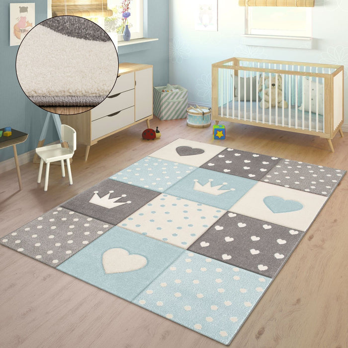 Kids Blue Rug with Hearts #1606