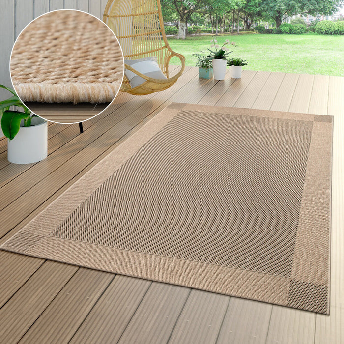 Indoor / Outdoor Flatwave Bordered Rug Beige #11590