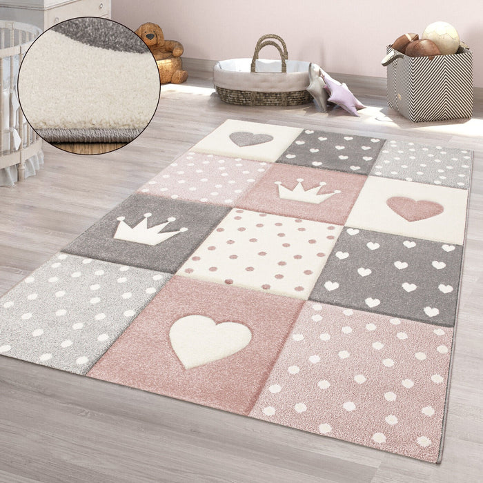 Kids Pink Rug with Hearts #1606