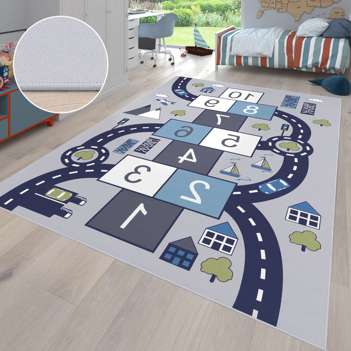 Kids Roads & Streets Blue Grey Rug #2215