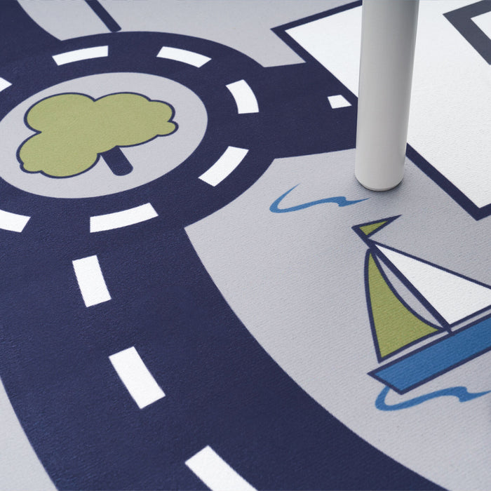 Kids Roads & Streets Blue Grey Rug #2215