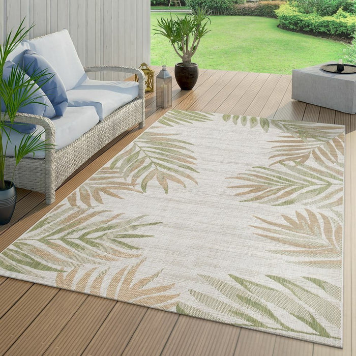 Beige Indoor / Outdoor Flatwave Palm Tree Rug  #4216