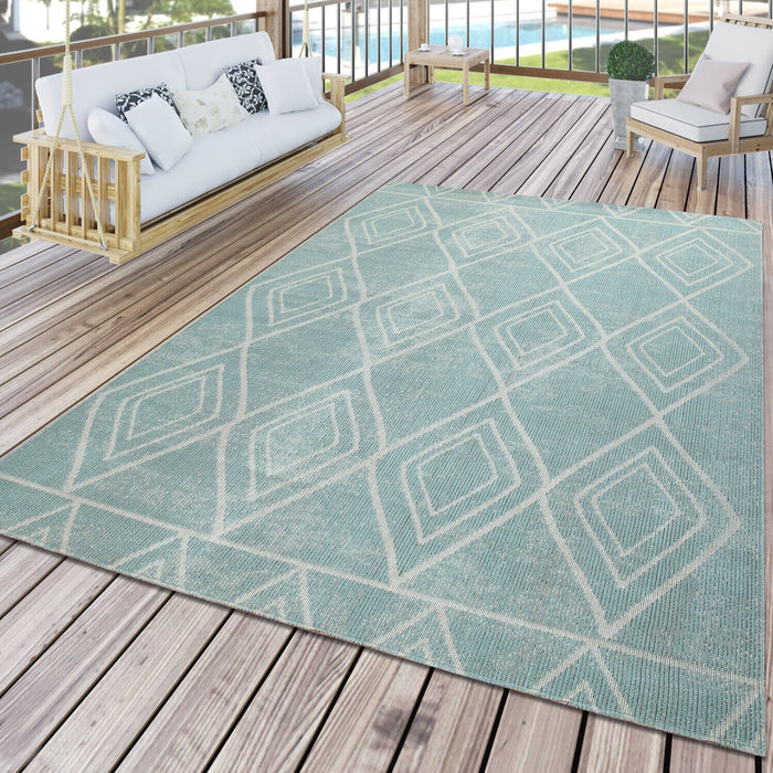 Indoor / Outdoor Flatwave Geometric Rug Blue #63593