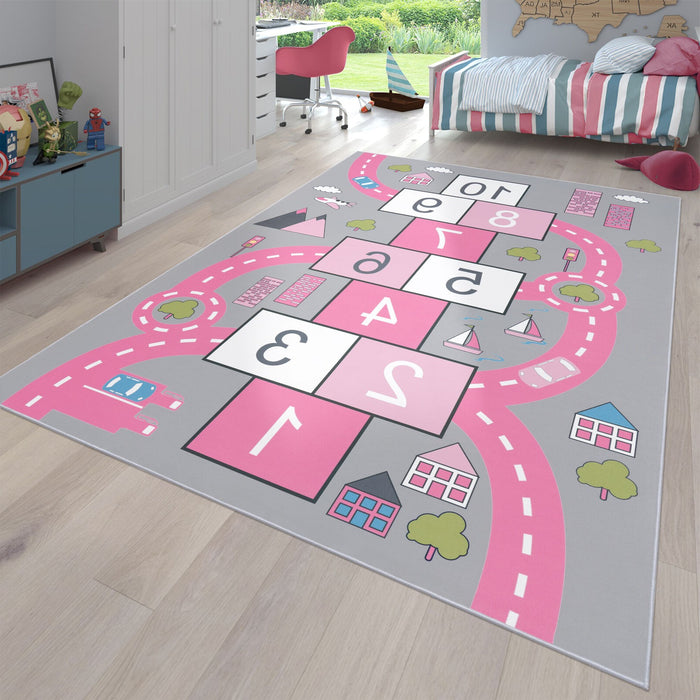 Kids Hopscotch Pink Rug #2223