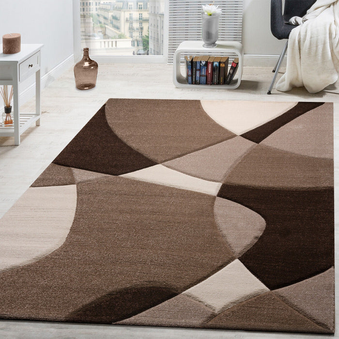 Modern Abstract Waves In Beige Brown #11521