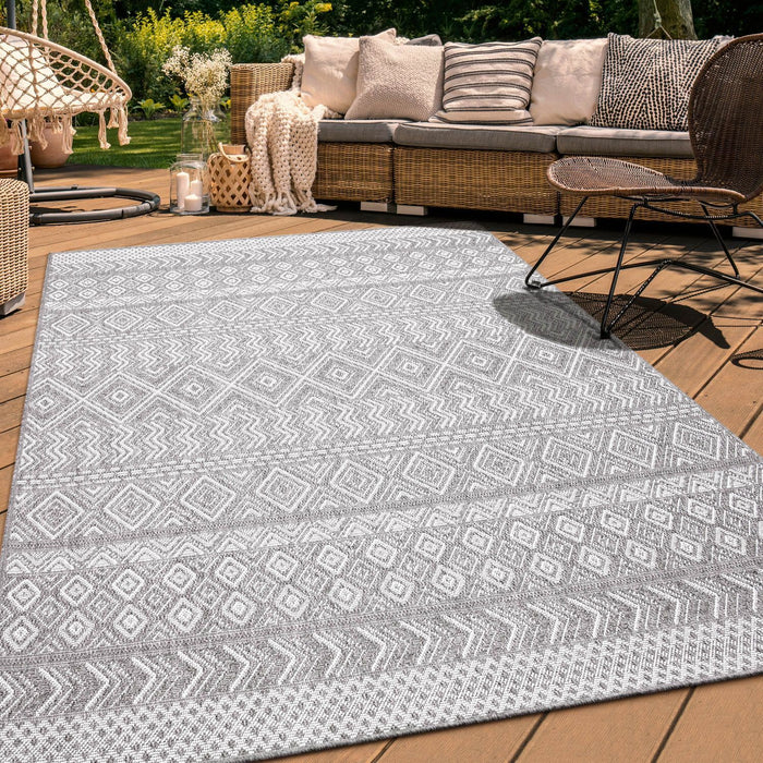 Ethnic Moroccan Boho Braided Rug Grey #95153