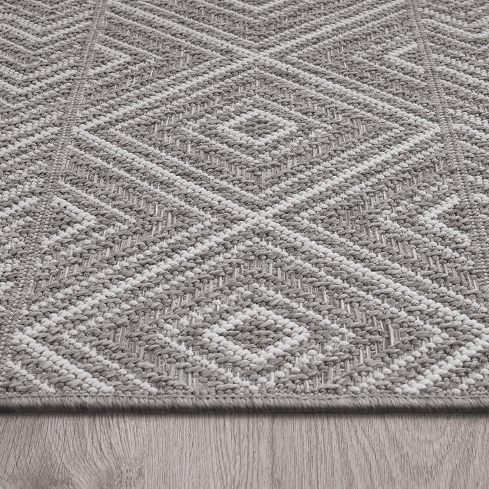 Ethnic Moroccan Boho Braided Rug Grey #95153