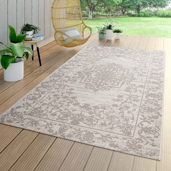 Indoor / Outdoor Oriental Braided Rug Beige Cream #10594