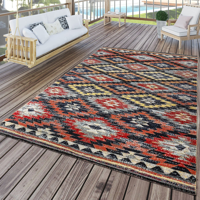 Indoor / Outdoor Rug Tribal Style Multicoloured  #65800