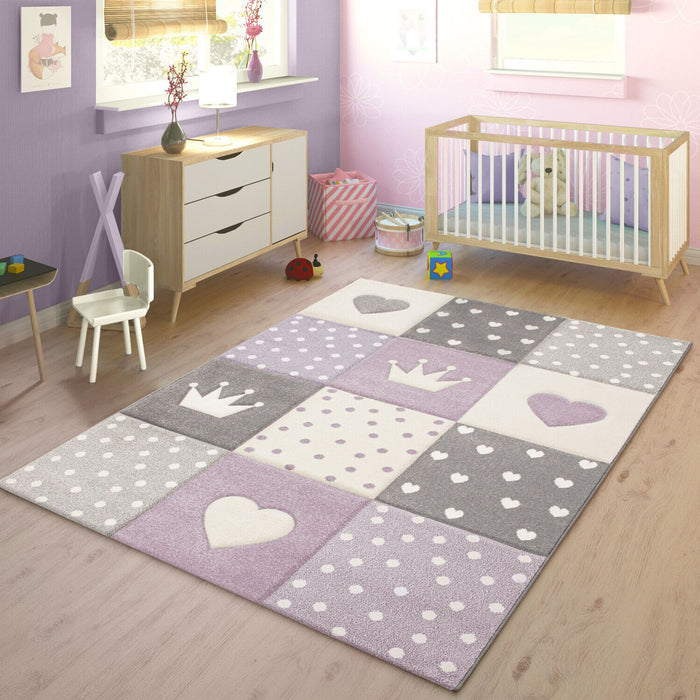 Kids Lila Rug with Hearts #1607