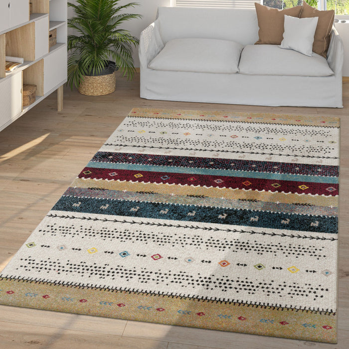 Boho Tribal Rug Multicoloured Beige #10080