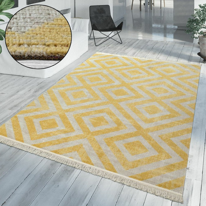 Modern Scandi Design Rug Yellow #5443b