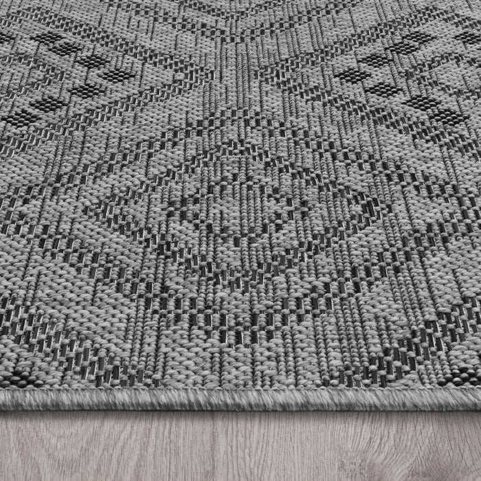 Ethnic Moroccan Boho Braided Rug Grey #95131