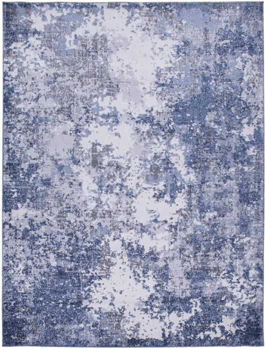 Modern Shabby Chic Abstract Distresed Rug Blue #2445