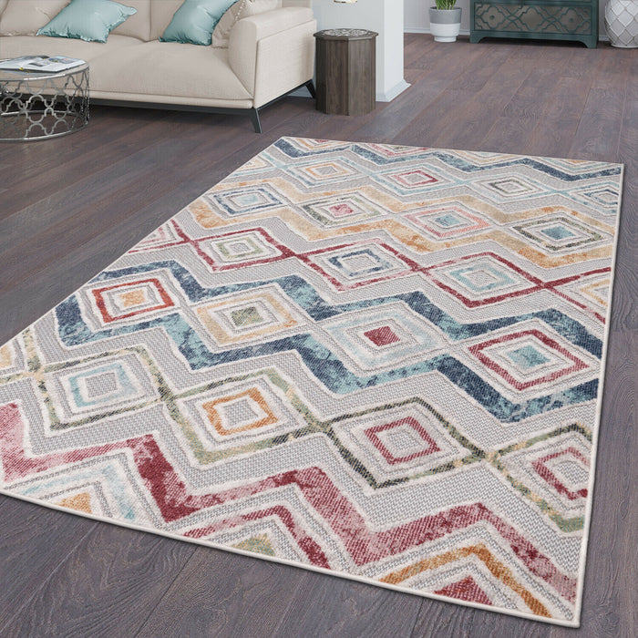 Modern Geometric Moroccan Boho Rug Multicoloured #13127