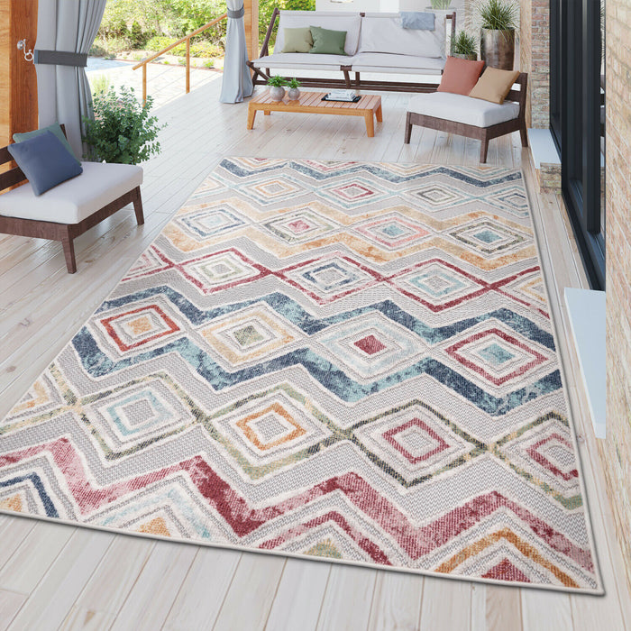 Modern Geometric Moroccan Boho Rug Multicoloured #13127