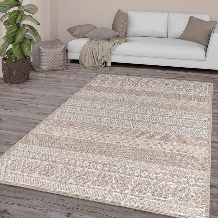 Ethnic Moroccan Boho Braided Rug Beige #95128