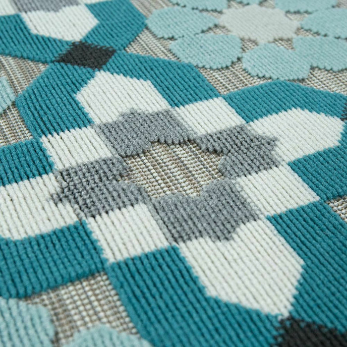 Indoor / Outdoor Rug 3D Floral In Teal  #45794