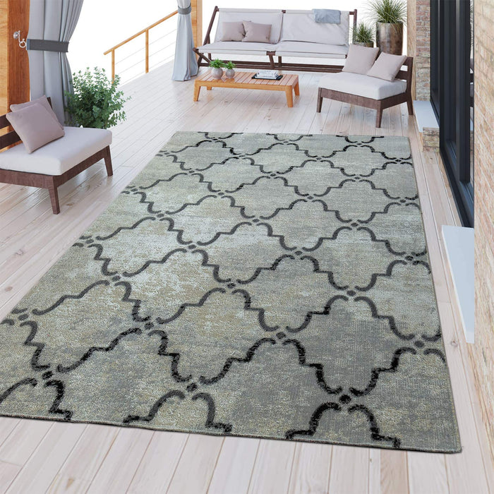 Indoor / Outdoor Modern Rug Weatherproof in Grey #65796