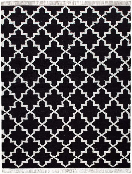 Modern Moroccan Rug Wool & Cotton Black #44459