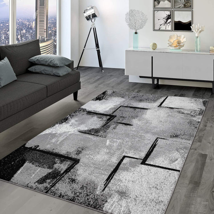 Abstract Modern Grey Rug #98835