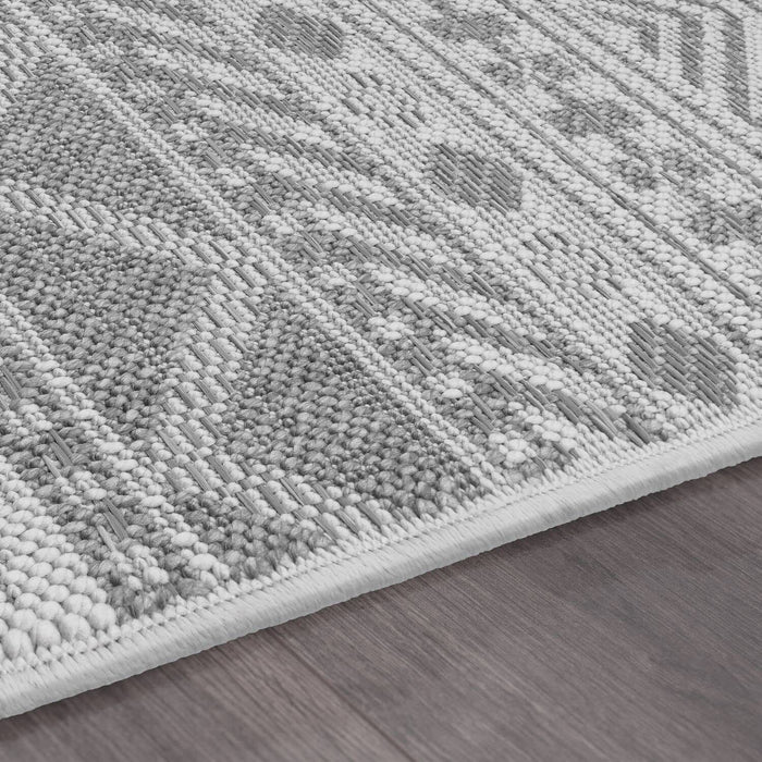 Ethnic Moroccan Boho Braided Rug Grey #95133