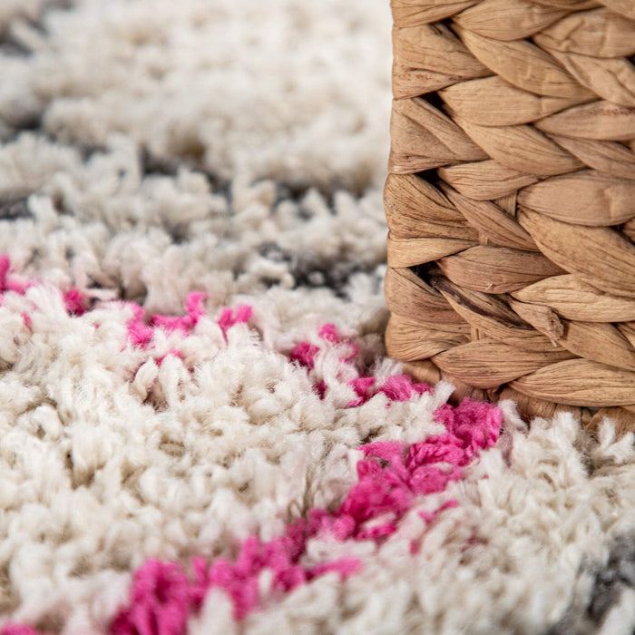 Boho Shaggy Rug In Cream #13425